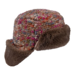 Leaves Heather Brown Wool Bomber Trapper Hat - Traclet