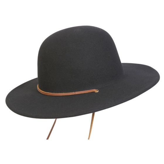 Cheyenne Black Felt Wide-Brimmed Hat - Traclet