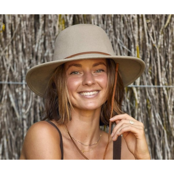 Cheyenne Beige Wool Felt Wide-Brim Hat - Traclet