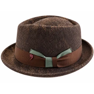Chapeau Porkpie Diamond Marron Laine - Alfonso d'Este