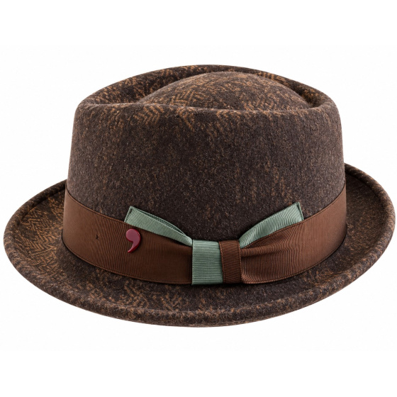 Brown Wool Diamond Pork Pie Hat - Alfonso d'Este