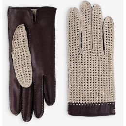 Brown Leather & Cotton Driving Gloves - Glove Story