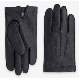 Black Calabre Peccary Cashmere-Lined Gloves - Glove Story