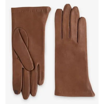 Women's Galia Leather Gloves with Silk Lining Brown - Glove Story ref 186132 chapellerie traclet