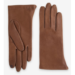 Gants Femme Galia Cuir Doublé Soie Marron - Glove Story