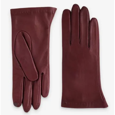 Gants Femme Galia Cuir Doublé Soie Lie De Vin- Glove Story ref 18638chapellerie traclet