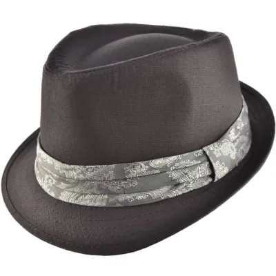 Black Cotton Paisley Trilby Hat - Traclet. Reference: 24620| Traclet Hat Shop