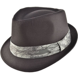 Black Cotton Paisley Trilby Hat - Traclet