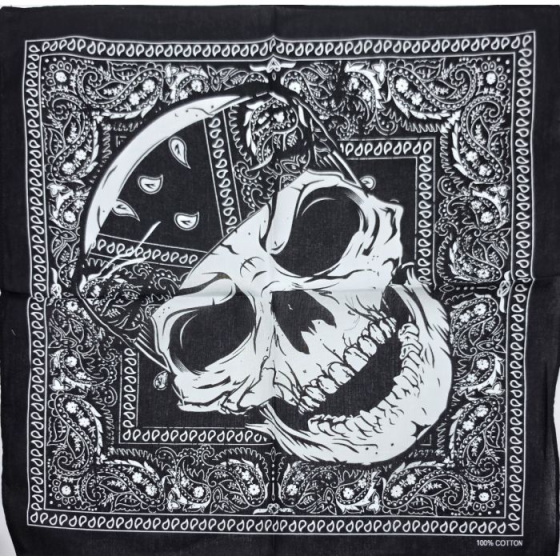 Bandana Skull Paisley Noir Coton - Traclet