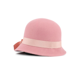 Chapeau cloche feutre rose - made in france