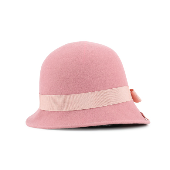 Chapeau cloche feutre rose - made in france