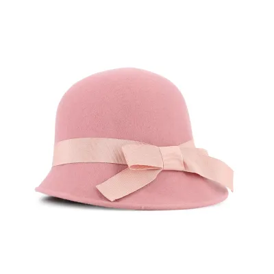Pink Felt Cloche Hat - Made in France - Ref 24636