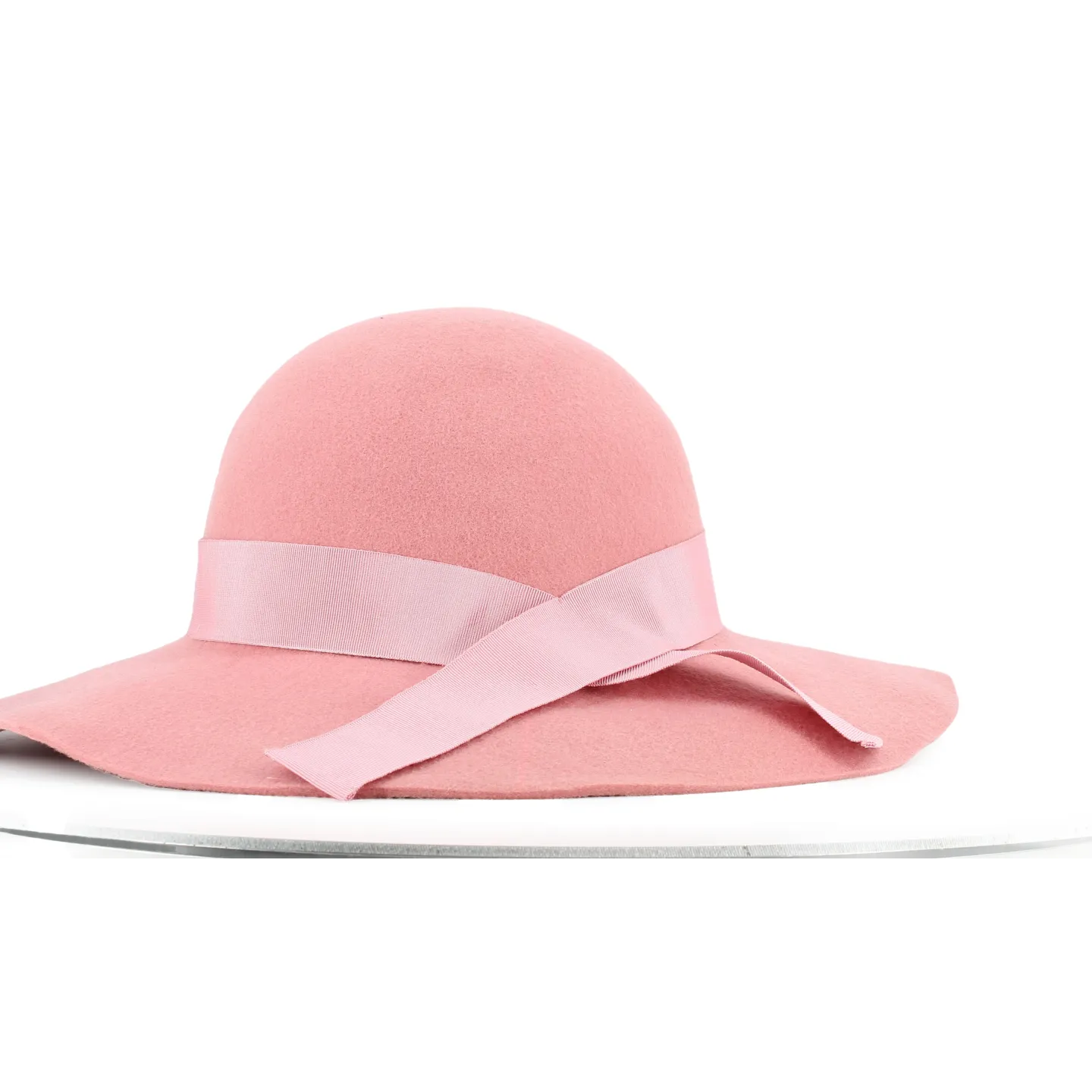 Pink Wool Felt Wide-Brim Hat Made in France - Ref 14637