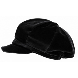 Lucile Black Velvet Newsboy Cap - Traclet