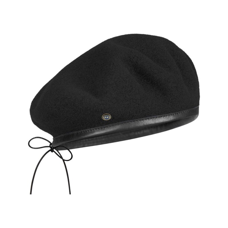 Rosa Black-on-Black Basque Beret - Laulhère