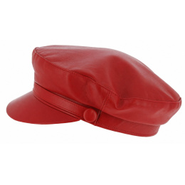 Red Leather Stewart Riviera Sailor Cap - Traclet