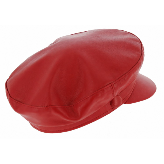 Casquette Marin Stewart Riviera Cuir Rouge - Traclet