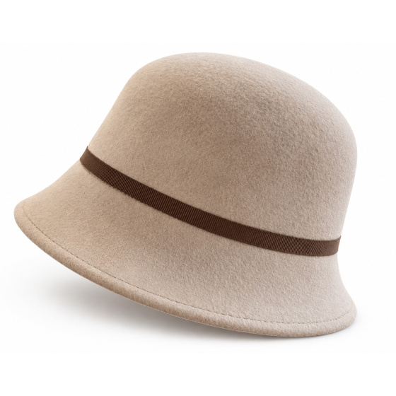 Chapeau Cloche Zaus Feutre Laine Beige - Traclet