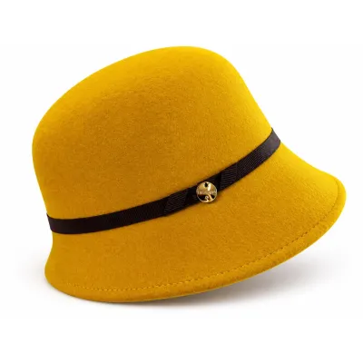 Zaus Sun Yellow Wool Felt Cloche Hat - Traclet
