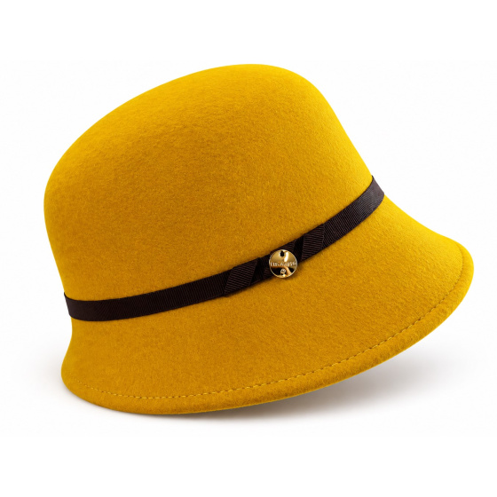 Zaus Sun Yellow Wool Felt Cloche Hat - Traclet
