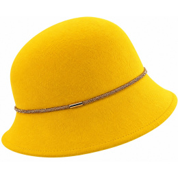 Natalina Yellow Wool Felt Cloche Hat - Traclet