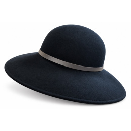 Rachel Black Wool Felt Wide-Brim Hat - Traclet