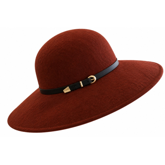 Rachel Brick Wool Felt Wide-Brim Hat - Traclet