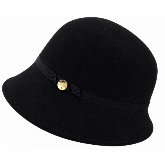 Zaus Black Wool Felt Cloche Hat - Traclet