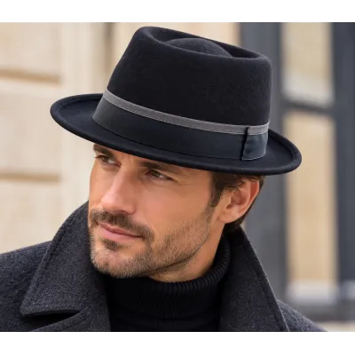 Chapeau Porkpie Kensington Feutre Noir – Traclet Reference : 24720| Chapellerie Traclet