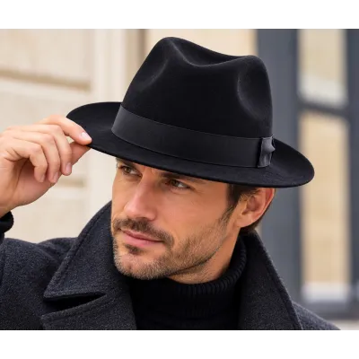 Chapeau Fedora Bolgheri Feutre poil Noir - Traclet réf 24721 chapellerie traclert