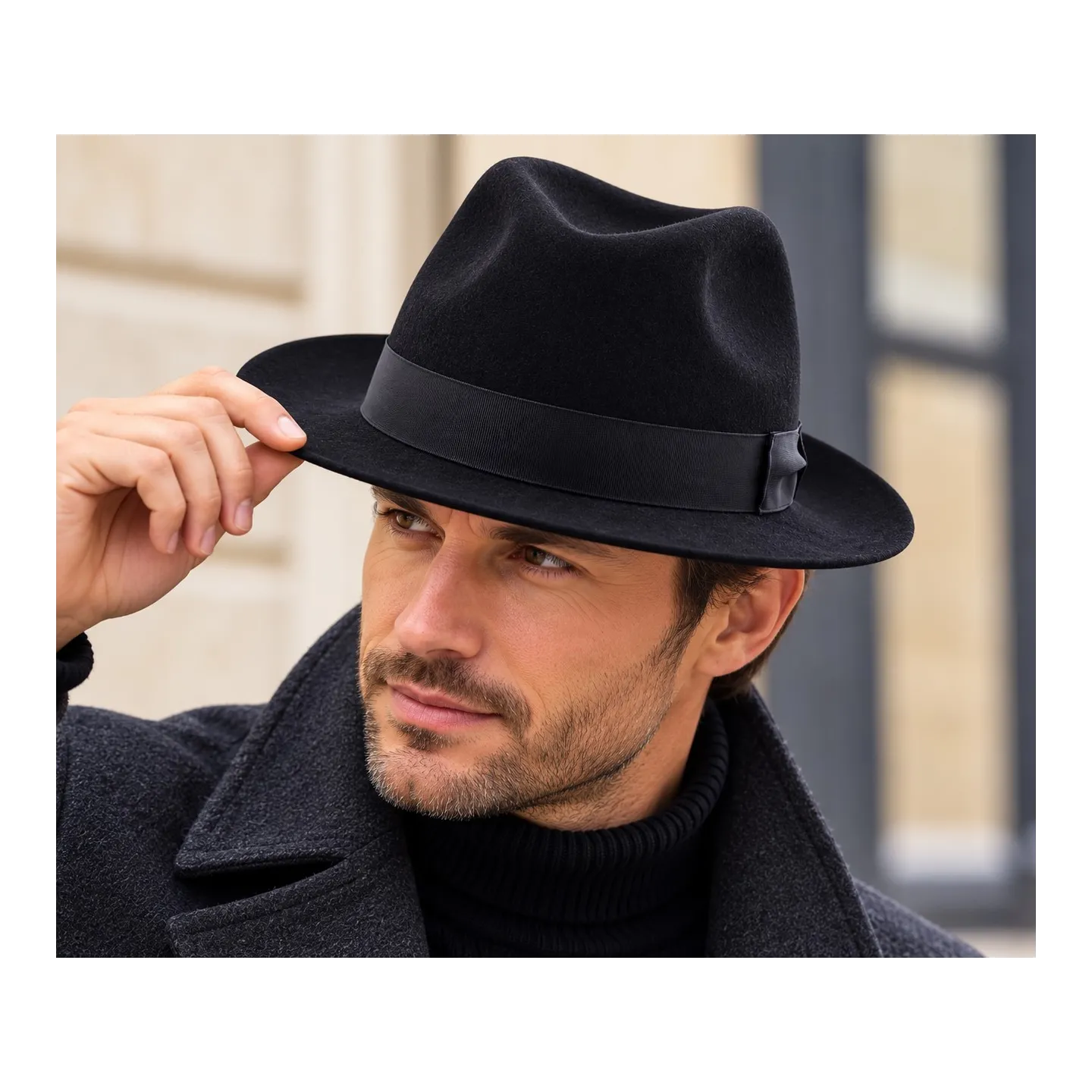 Chapeau Fedora Bolgheri Feutre poil Noir - Traclet  réf 24721 chapellerie traclert