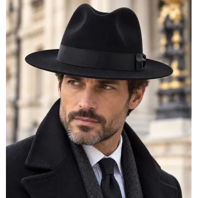 Black Beaver Fur Felt Hat Beaver - Borsalino Reference: 6425 | Traclet Hat Shop