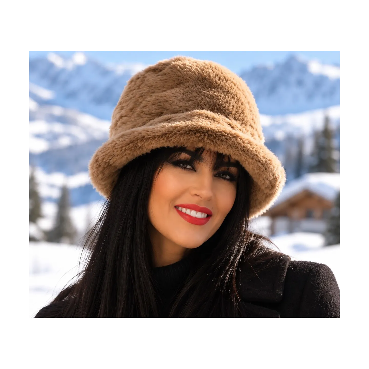Toque Femme Valentina Fausse Fourrure Camel – Traclet Reference : 24739| Chapellerie Traclet