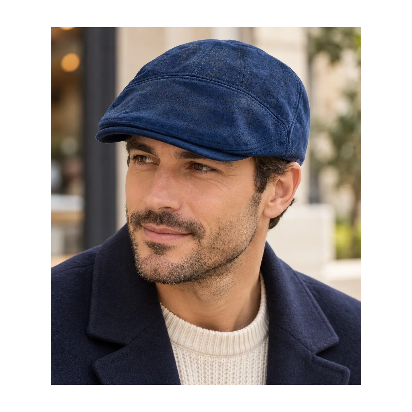 Casquette Plate Ralph Cuir bleue  - Traclet  Reference : 24744| Chapellerie Traclet