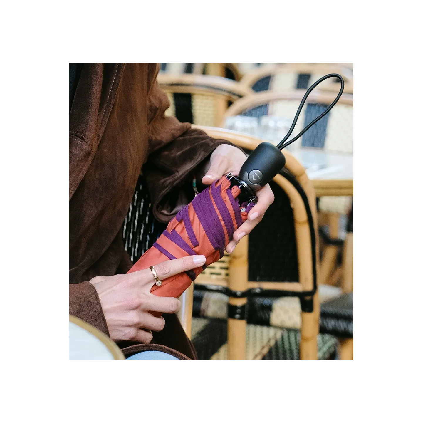 Parapluie Femme  Anna Terracotta Finition Prune - Piganiol  Reference : 24750| Chapellerie Traclet