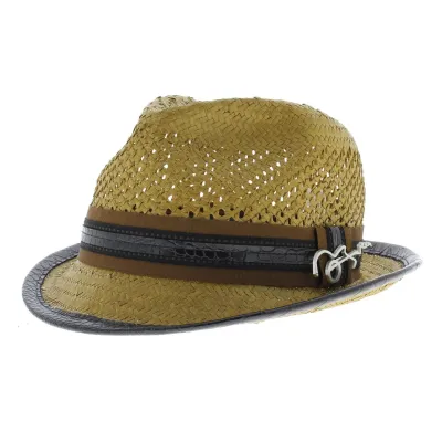 carlos Santana beige trilby hat