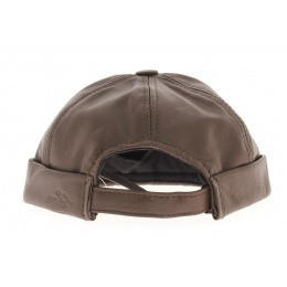 Bonnet biker cuir marron