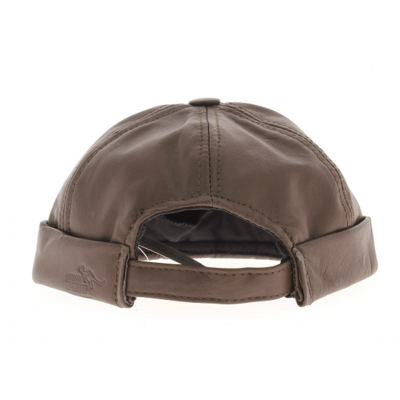 Brown leather biker hat Brown leather biker hat