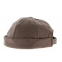 Brown leather biker hat