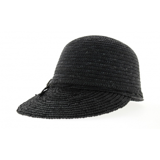 Black straw cap