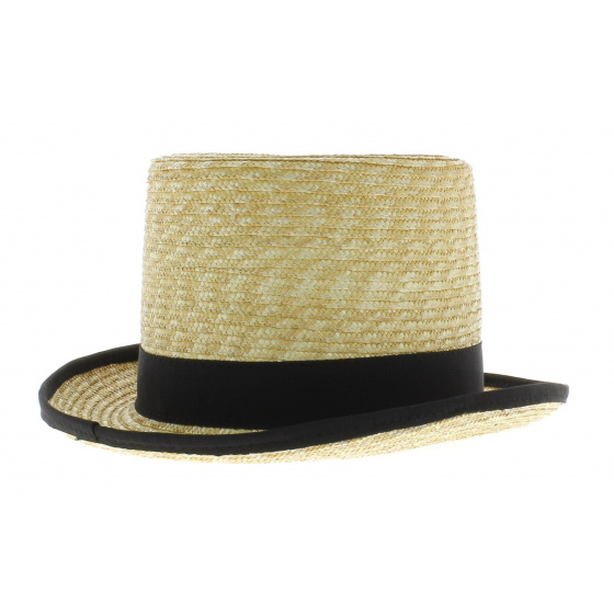 Chapeau Haut de Forme en paille Ruban noir 
