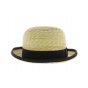 straw bowler hat with black ribbon 