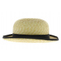 straw bowler hat with black ribbon 