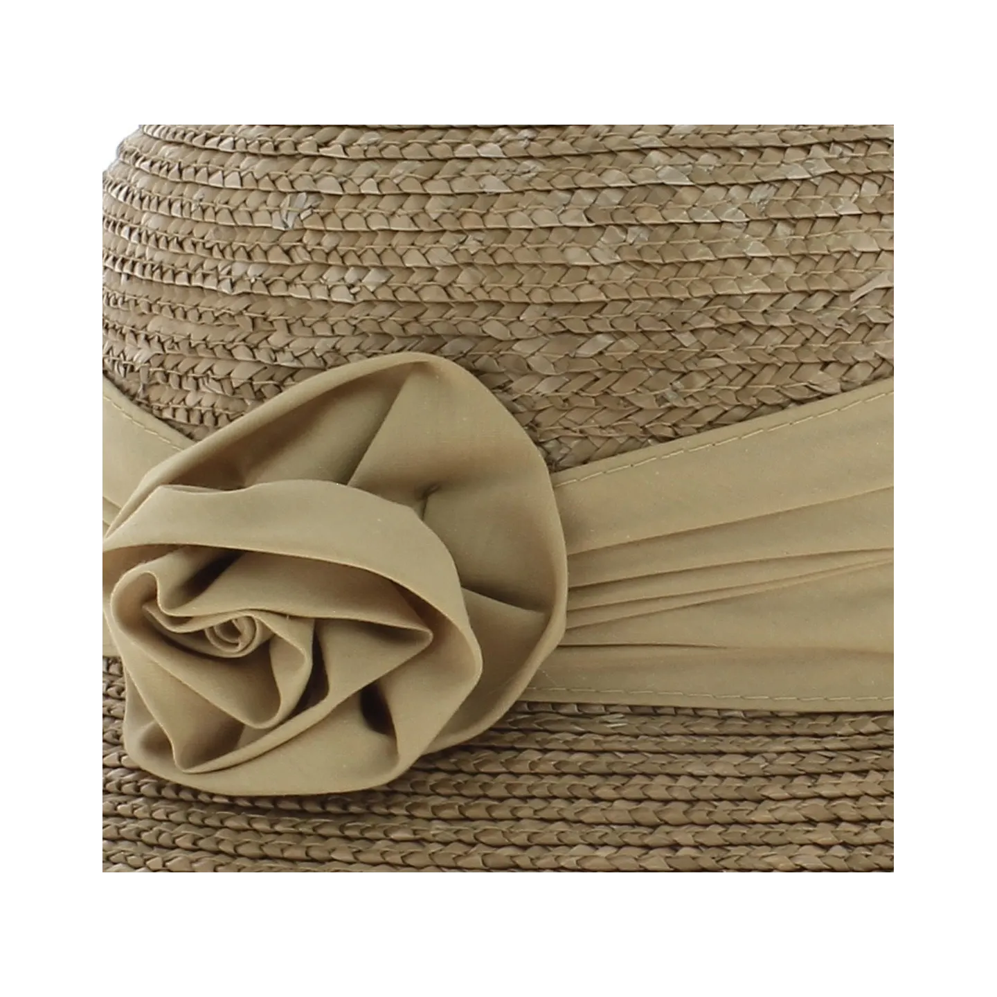 Beige straw cloche hat