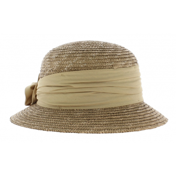 Chapeau cloche paille beige