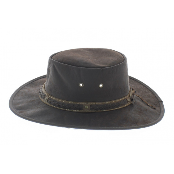Chapeau cuir kangourou squashy marron