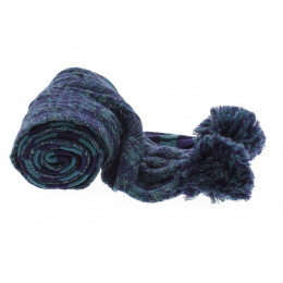 Echarpe avec pompon turquoise