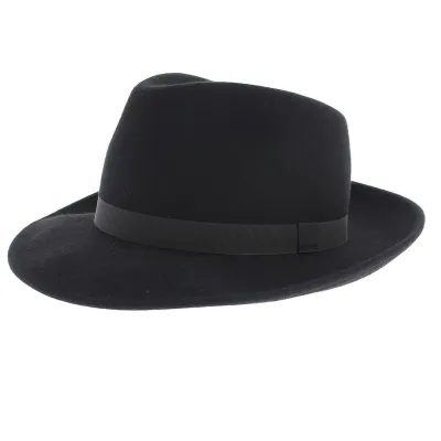 Chapeau Fedora Gabin Feutre Laine Noir- Traclet