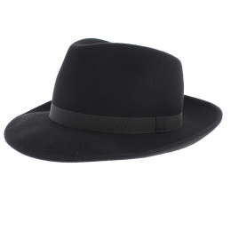 Fedora Black Wool Felt Hat- Traclet