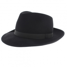 Gabin Black Wool Felt Fedora Hat - Traclet